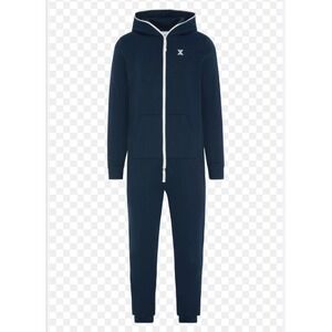 Onepiece Jumpsuit Mens Large Blue Hooded Zip One Piece One-piece Cozy Loungewear